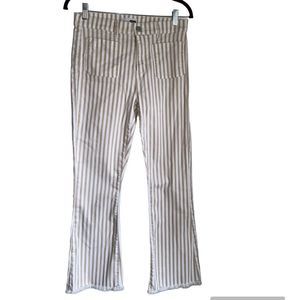 Loft Striped Jeans with Flare Hems with Fringe Size 4 27 white beige boho